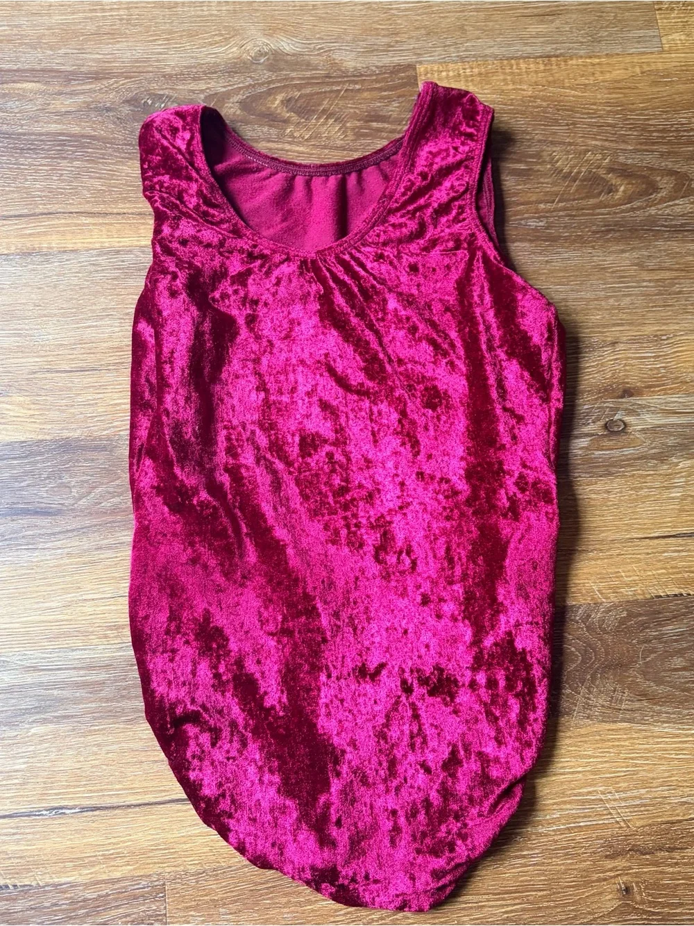 GK Elite Crushed Velvet Gymnastics Leotard Youth Large Burgundy Wine